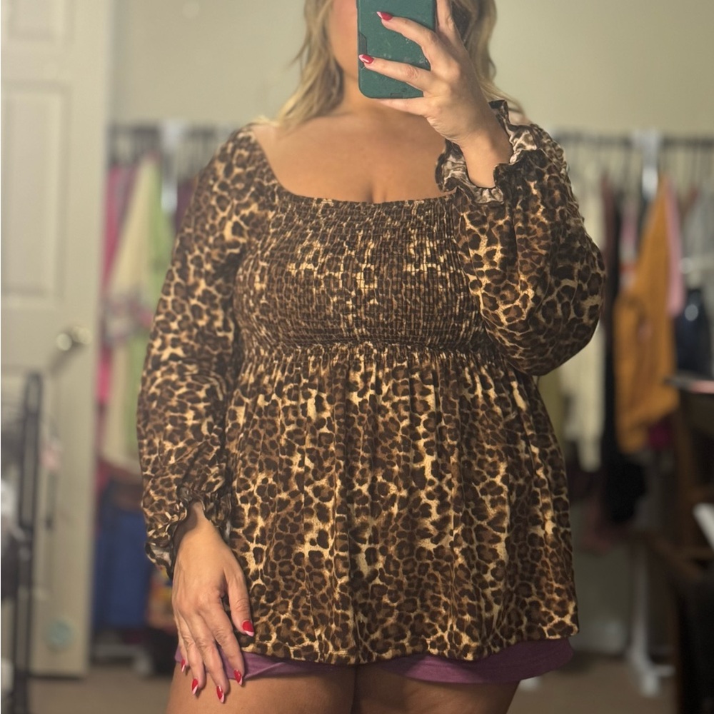 White Birch Leopard Print Blouse